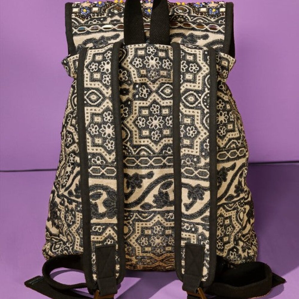 Handmade Backpack w/ a Unique Ethnic Bohemian Look - Fully Fine Cotton - Picture 7 of 13